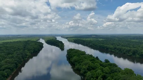 Aerial View of Potomac River, Algonkian Regional Park Stock Footage 342132024