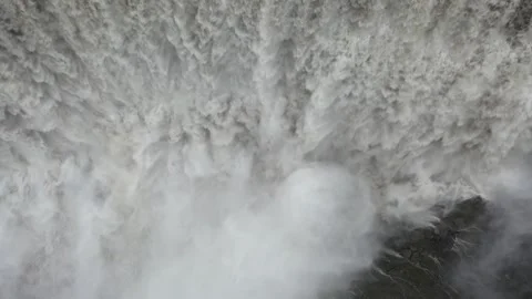 Aerial view of powerful cascading water of Selfoss, Iceland. Stock Footage 340004641