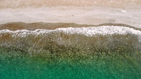 Aerial view of powerful tidal wave on tropical coastline, majestic ocean Stock Footage 170510367