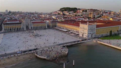 Aerial View of Praa do Comrcio in Lisbon, Portugal Vídeos de archivo 317147614