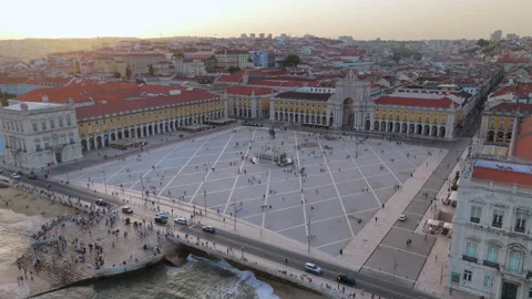 Aerial View of Praa do Comrcio in Lisbon, Portugal Stock Footage 318861264