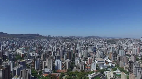Aerial view from Praça da Liberdade to Belo Horizonte skyline Stock Footage 55824106
