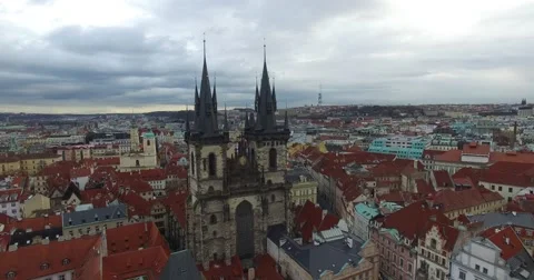 Aerial view of Prague, Czech Republic Stock Footage
