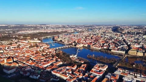Aerial view of Prague Stock Footage 340068987