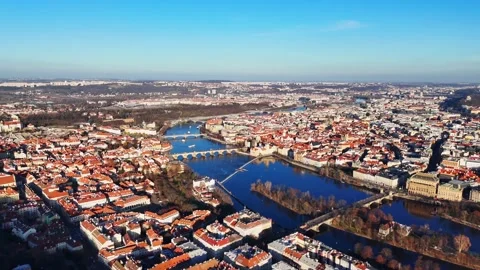 Aerial view of Prague Stock Footage 340068994