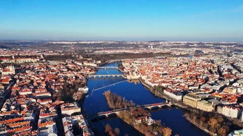 Aerial view of Prague Stock Footage 340068996
