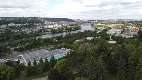 Aerial view of Prague's panorama Stock Footage 161108446