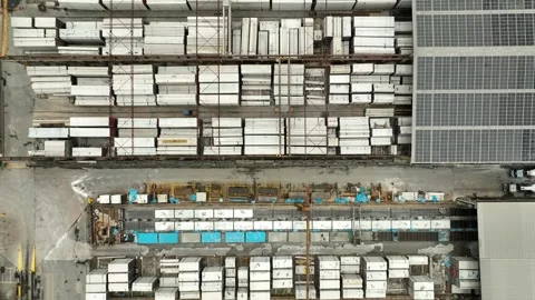 Aerial View of Precast Concrete Yard and Warehouse Facilities Видео 337331318