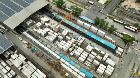 Aerial View of Precast Concrete Yard and Warehouse Storage 库存影片 337331352