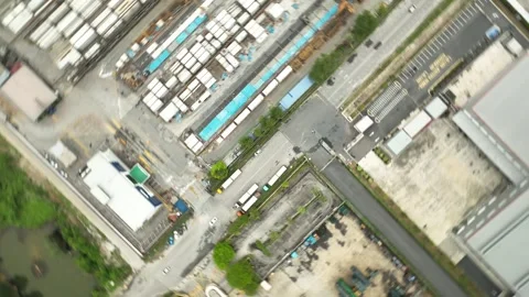 Aerial View of Precast Concrete Yard and Warehouse Operations Видео 337331394