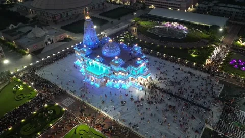 Aerial View of Prem mandir Stock Footage 277283427