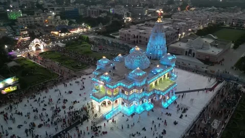Aerial View of Prem mandir Stock Footage 277283580