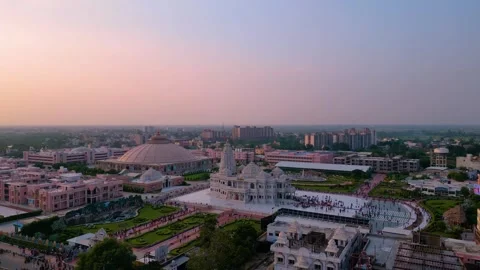 Aerial View of Prem mandir Stock Footage 277283705
