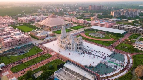 Aerial View of Prem mandir Stock Footage 277283779
