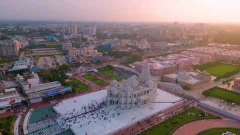 Aerial View of Prem mandir Stock Footage 277284053