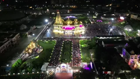 Aerial View of Prem mandir Stock Footage 277284064