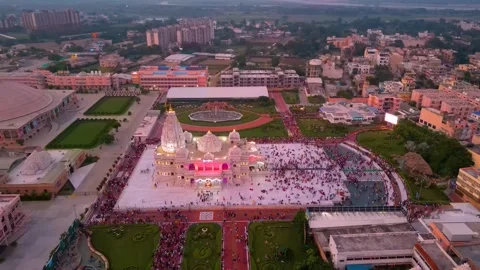 Aerial View of Prem mandir Stock Footage 277284146