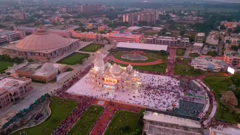 Aerial View of Prem mandir Stock Footage 277284148