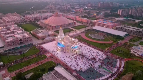 Aerial View of Prem mandir Stock Footage 277284161