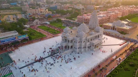 Aerial View of Prem mandir Stock Footage 277284178