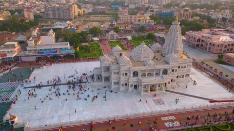 Aerial View of Prem mandir Stock Footage 277284181