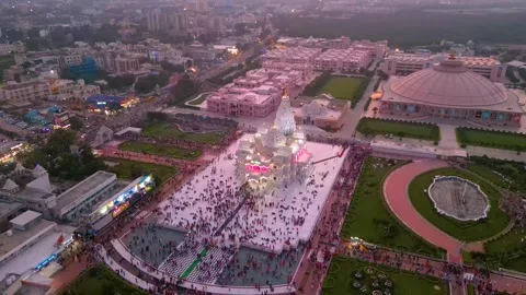 Aerial View of Prem mandir Stock Footage 277284197