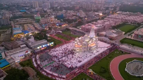 Aerial View of Prem mandir Stock Footage 277284210