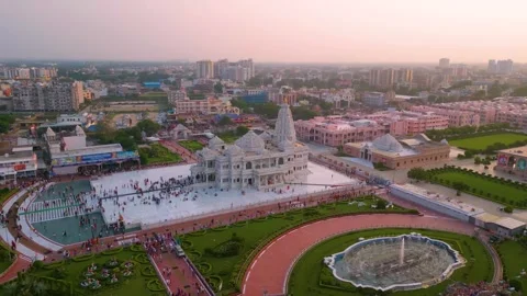 Aerial View of Prem mandir Stock Footage 277284229