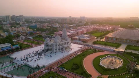 Aerial View of Prem mandir Stock Footage 277284237