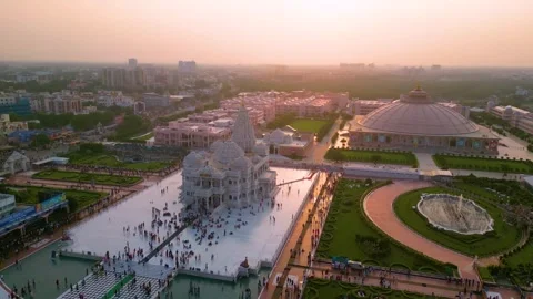 Aerial View of Prem mandir Stock Footage 277284246