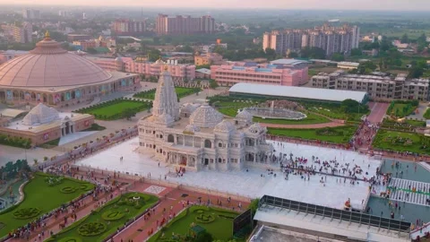 Aerial View of Prem mandir Stock Footage 277284267