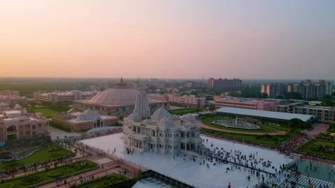 Aerial View of Prem mandir Stock Footage 277284280