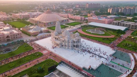 Aerial View of Prem mandir Stock Footage 277284287