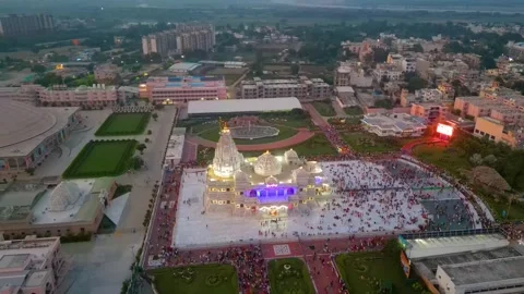 Aerial View of Prem mandir Stock Footage 277284316