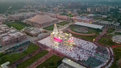 Aerial View of Prem mandir Stock Footage 277284326