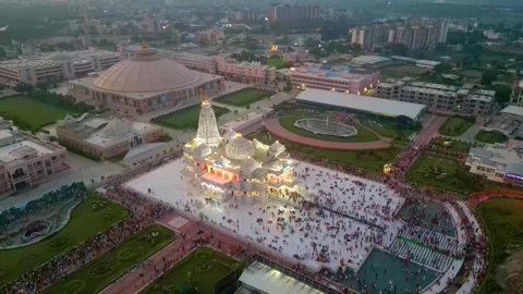 Aerial View of Prem mandir Stock Footage 277284328