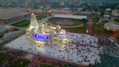 Aerial View of Prem mandir Stock Footage 277284337