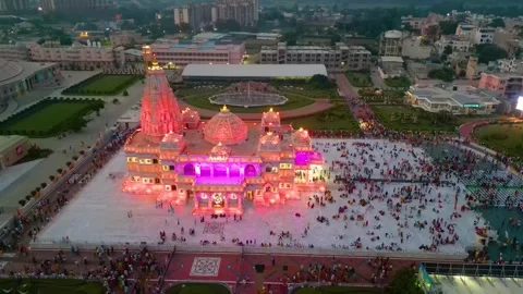 Aerial View of Prem mandir Stock Footage 277284340