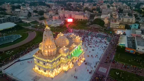 Aerial View of Prem mandir Stock Footage 277284346