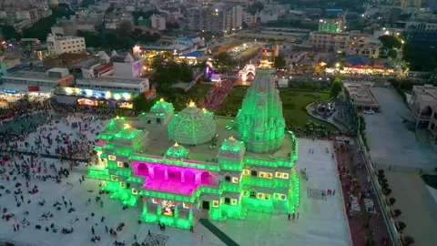 Aerial View of Prem mandir Stock Footage 277284361