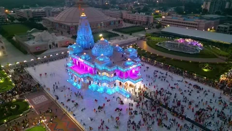 Aerial View of Prem mandir Stock Footage 277284380