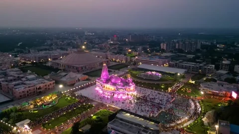 Aerial View of Prem mandir Stock Footage 277284401