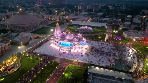 Aerial View of Prem mandir Stock Footage 277284402