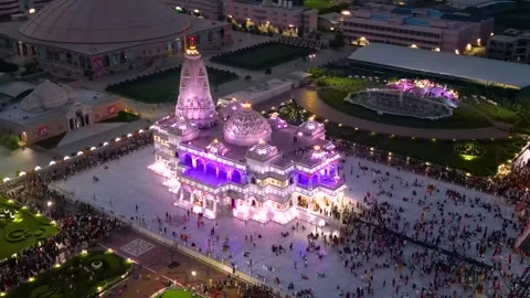 Aerial View of Prem mandir Stock Footage 277284412
