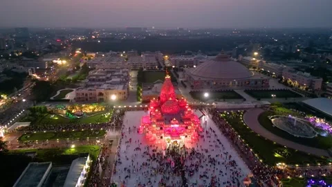 Aerial View of Prem mandir Stock Footage 277284420