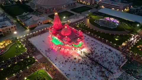 Aerial View of Prem mandir Stock Footage 277284424