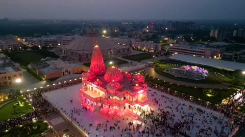 Aerial View of Prem mandir Stock Footage 277284437