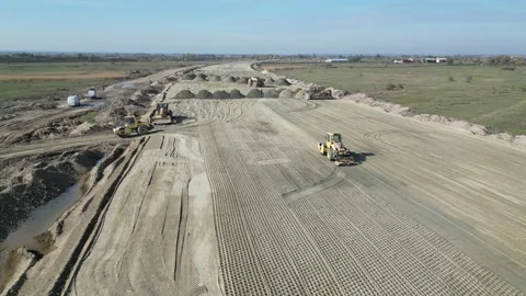 Aerial view prepared basis for construction of new road Video stock 304181241