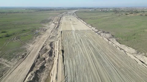 Aerial view prepared basis for construction of new road Video stock 304182667