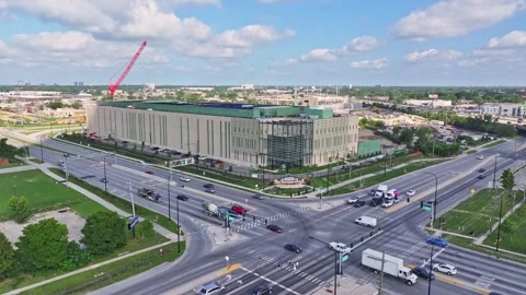 Aerial View of Prime Data Center Campus in Elk Grove Village Illinois Stock Footage 341829559